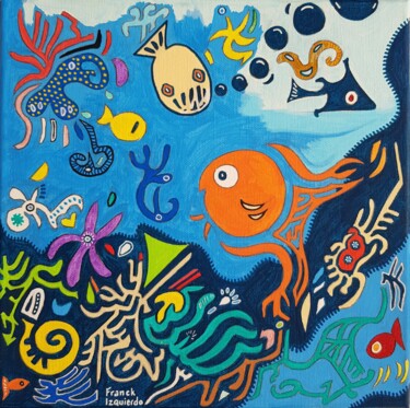 Painting titled "Aquarium 9" by Franck Izquierdo (Fraizq), Original Artwork, Acrylic