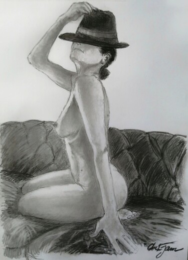 Drawing titled "Sensual body" by Franck Jamart (ArtJam), Original Artwork, Pencil