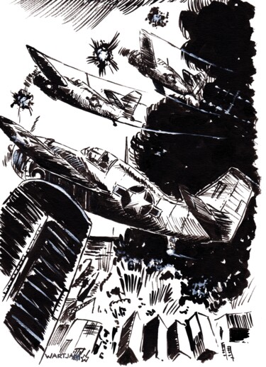 Wildcats bombardent! Drawing titled "Wildcats bombardent!" by Franck Jamart (WartJam), Original Artwork, Ink