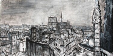 Peinture intitulée "La cathédrale Notre…" par Franck Jamart, Œuvre d'art originale, Encre