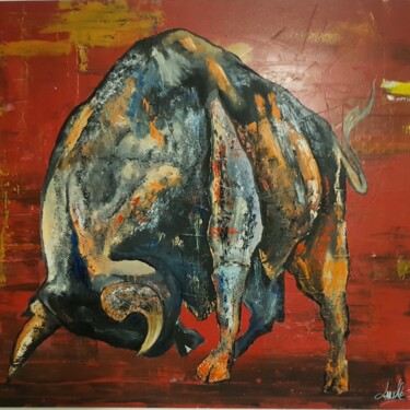 Pittura intitolato "toros" da Franck Laruelle, Opera d'arte originale, Olio