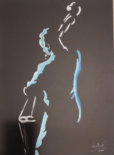 Рисунок под названием "Musicien" - Franck Laruelle, Подлинное произведение искусства, Пастель
