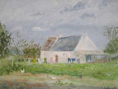 Painting titled "La petite ferme" by Franck Lauterbach, Original Artwork, Oil