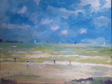 Painting titled "La mer est belle 2" by Franck Lauterbach, Original Artwork, Acrylic