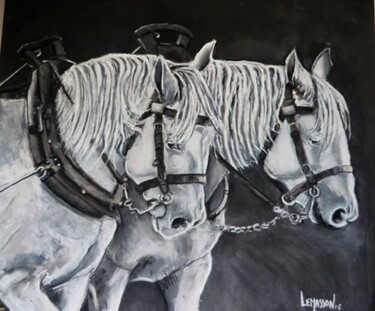 Dessin intitulée "chevaux-boulonnais2…" par Franck Lemasson, Œuvre d'art originale