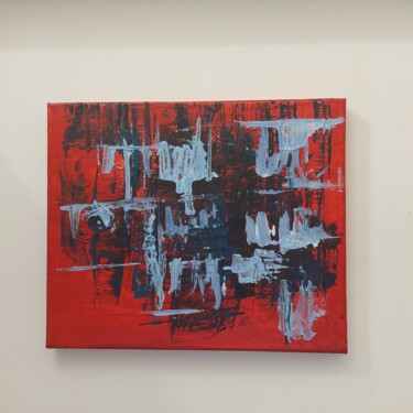 Painting titled "Abstrait rouge" by Franck Louvet, Original Artwork, Acrylic