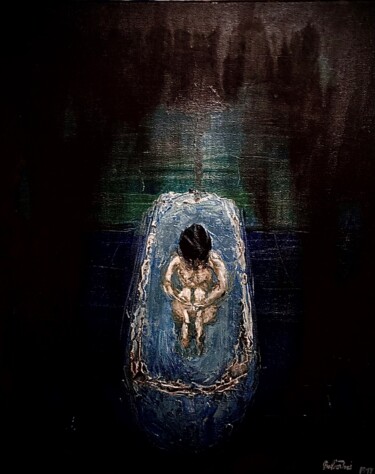 Peinture intitulée "La baignoire" par Franck Maury (Bellovaci), Œuvre d'art originale, Acrylique