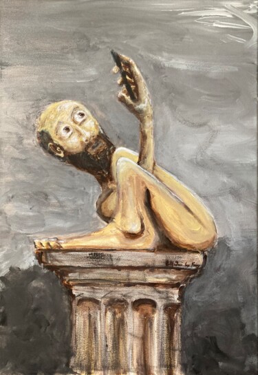 Malerei mit dem Titel "Homoselfius: vestig…" von Franck Maury (Bellovaci), Original-Kunstwerk, Acryl