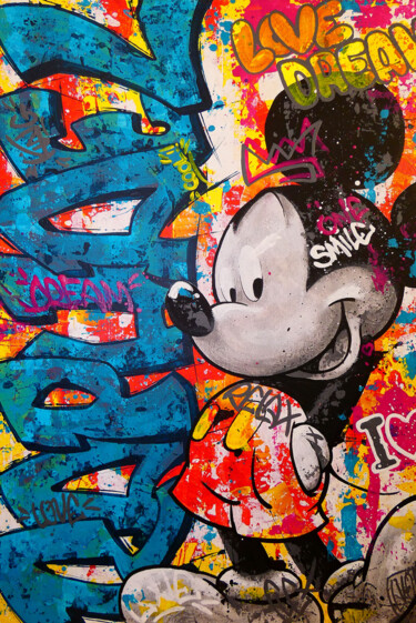 Schilderij getiteld "Mickey" door Franck Neuville, Origineel Kunstwerk, Acryl