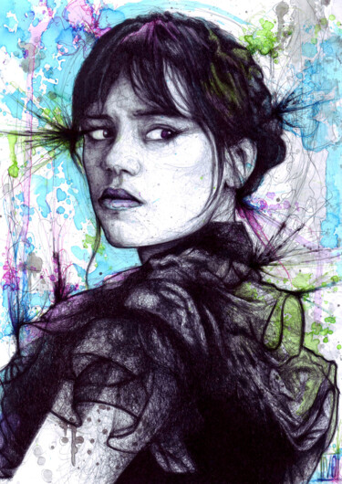 Disegno intitolato "Wednesday" da Franck Neuville, Opera d'arte originale, Biro