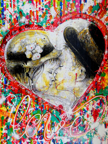 Painting titled "Love Valentine" by Franck Neuville, Original Artwork, Acrylic