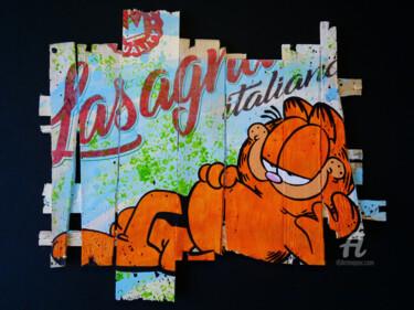 Schilderij getiteld "Garfield Lasagna" door Franck Neuville, Origineel Kunstwerk, Acryl
