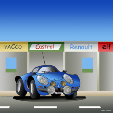 Digital Arts titled "Alpine A110" by Franck Poidevin, Original Artwork, Digital Painting