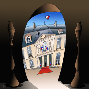 Digital Arts titled "Palais de l'Éysée" by Franck Poidevin, Original Artwork, Digital Painting