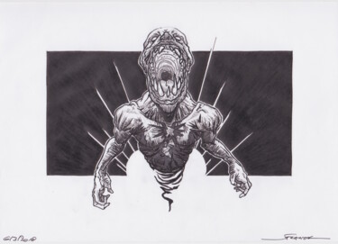 Drawing titled "Beast X" by Franck Renaud, Original Artwork, Ink