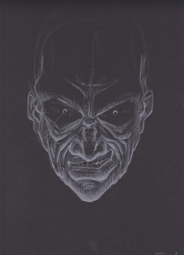 Drawing titled "Cruel Old Man" by Franck Renaud, Original Artwork, Pencil