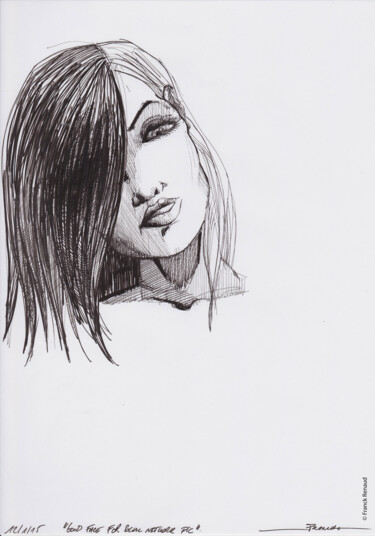 Drawing titled "Nice Face For Socia…" by Franck Renaud, Original Artwork, Ballpoint pen