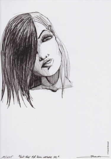 Disegno intitolato "Nice Face For Socia…" da Franck Renaud, Opera d'arte originale, Biro