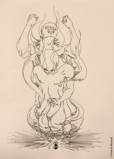 Desenho intitulada "Colère en 2 temps" por Franck Renaud, Obras de arte originais, Canetac de aerossol