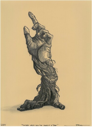 Drawing titled "Twisted wrists into…" by Franck Renaud, Original Artwork, Ballpoint pen