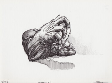 Zeichnungen mit dem Titel "Begging X" von Franck Renaud, Original-Kunstwerk, Kugelschreiber