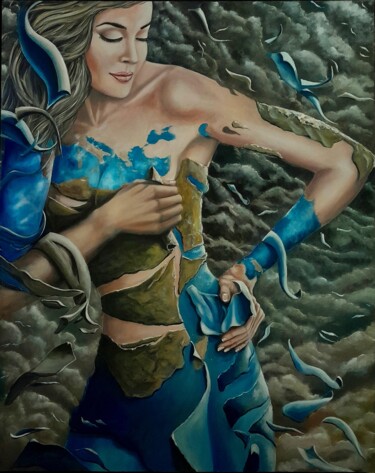 Painting titled "La mutation de Gaia" by Franck Rosseeuw, Original Artwork, Oil