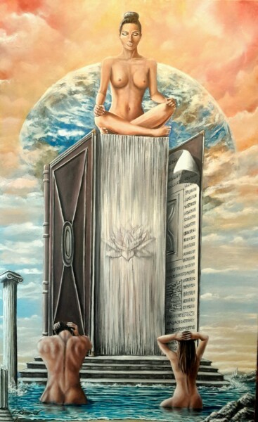 Картина под названием "Déesse Gaia et les…" - Franck Rosseeuw, Подлинное произведение искусства, Масло