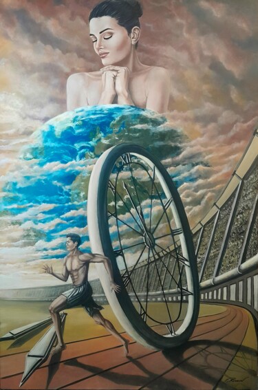 Картина под названием "Le temps et GAIA" - Franck Rosseeuw, Подлинное произведение искусства, Масло