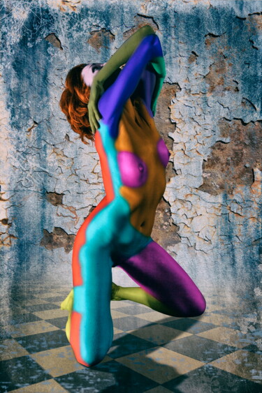 数字艺术 标题为“Color Women” 由Franck Rozet, 原创艺术品, 照片蒙太奇 安装在铝上