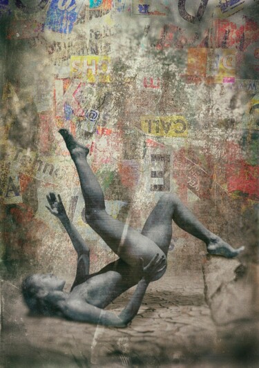 Arts numériques intitulée "La chute" par Franck Rozet, Œuvre d'art originale, Collage numérique Monté sur Aluminium
