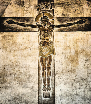 摄影 标题为“Christ n°1/1” 由Franck Sanyas, 原创艺术品, 数码摄影 安装在木质担架架上