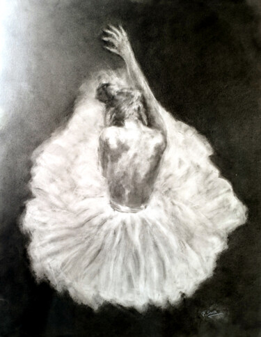 Desenho intitulada "Danseuse" por Franck Sanz, Obras de arte originais, Carvão