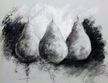 Rysunek zatytułowany „poires” autorstwa Franck Sanz, Oryginalna praca, Węgiel drzewny