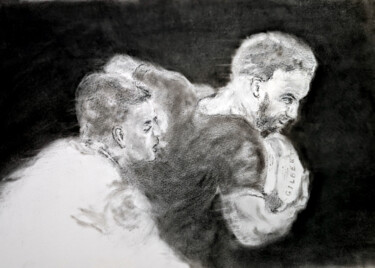 Disegno intitolato "Rugby 2" da Franck Sanz, Opera d'arte originale, Carbone