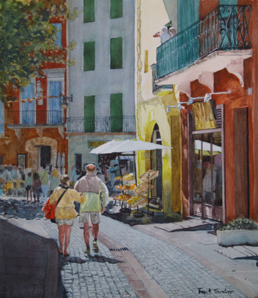 Painting titled "Collioure, un jour…" by Franck Touratier, Original Artwork, Watercolor