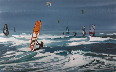 Peinture intitulée "Surf - Collection p…" par Franck Touratier, Œuvre d'art originale, Gouache