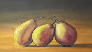 Peinture intitulée "Les trois poires" par Franck Touratier, Œuvre d'art originale, Gouache