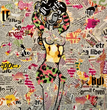 Collages titled "Paquita Rabanne" by Franck Truffaut, Original Artwork, Collages