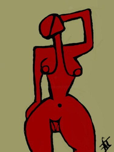 Digital Arts titled "la-femme-rouge.jpg" by Franck Vidal, Original Artwork, Digital Painting