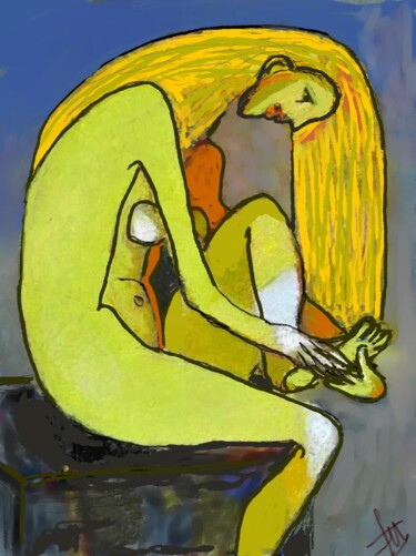 Digital Arts titled "la-femme-jaune.jpg" by Franck Vidal, Original Artwork, Digital Painting