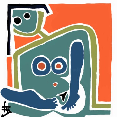 Schilderij getiteld "ou-est-le-singe.jpg" door Franck Vidal, Origineel Kunstwerk