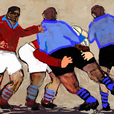 Digital Arts titled "rugby.jpg" by Franck Vidal, Original Artwork, Digital Painting