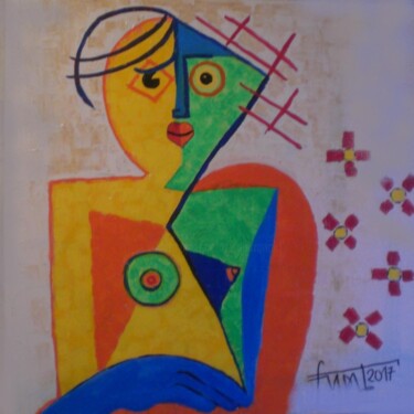 Peinture intitulée "pers-jeune-fille-en…" par Franck Vidal, Œuvre d'art originale, Acrylique