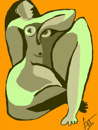 Arts numériques intitulée "femme-verte.jpg" par Franck Vidal, Œuvre d'art originale, Peinture numérique