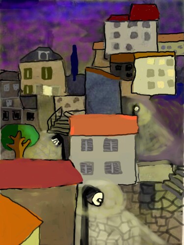 Painting titled "la-nuit.jpg" by Franck Vidal, Original Artwork