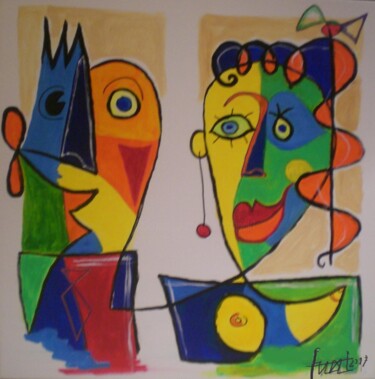 Painting titled "Mr et Mme" by Franck Vidal, Original Artwork, Acrylic