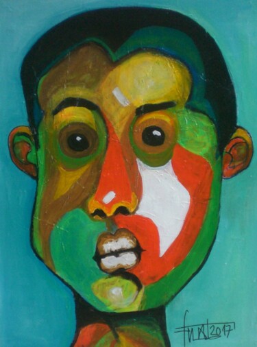Peinture intitulée "port-tete-homme-60x…" par Franck Vidal, Œuvre d'art originale, Acrylique