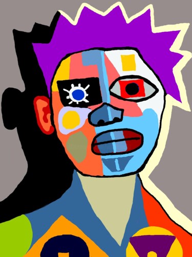 Arte digitale intitolato "clowne-tribale.jpg" da Franck Vidal, Opera d'arte originale