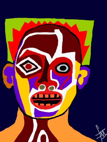 Arts numériques intitulée "clown-tribal.jpg" par Franck Vidal, Œuvre d'art originale, Peinture numérique