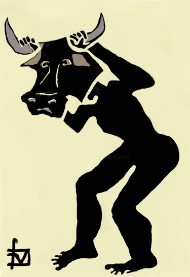 Arts numériques intitulée "homo-taurus.jpg" par Franck Vidal, Œuvre d'art originale, Peinture numérique